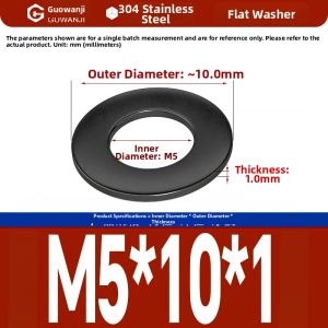 GUWANJI | Blackened 304 Stainless Steel Flat Washers Large Extra Thick Super Thin Wide Round Washer M2-M30