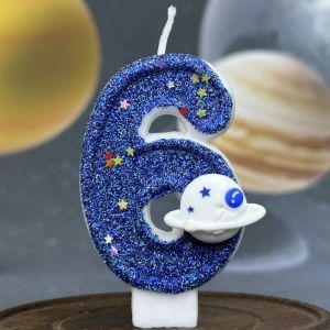 DIY Digital Birthday Candle Cake Party Decoration Birthday Wax Planet Universe