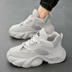 Mens Sport Shoes 8cm Spring Autumn New Style Invisible Heightening Shoes 10cm Thick Bottom Casual round Toe Lace-Up High Top Board Shoes