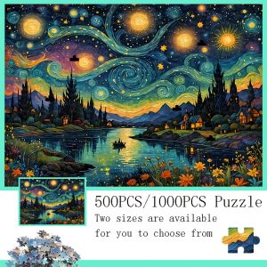 Van Gogh Starry Night Famous Painting Jigsaw Puzzle 500 1000 1200 2000pcs For Adults Family Fun Time Perfect Gift