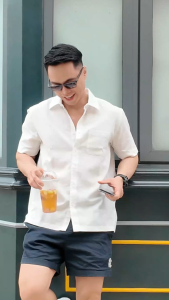 [COMBO ƯU ĐÃI 2 MÓN] Áo Sơ Mi Nam Cộc Tay Chất Vải Linen Màu Trắng  – Thoáng Mát Lịch Lãm Dễ Phối Đồ – TED MENSWEAR