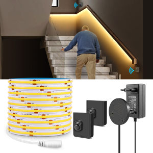 Movable Sensing PIR Motion Sensor LED Strip Lights 24V COB LED Lamp Diode Tape with RF Reciever for Stairs Living Room Lighting