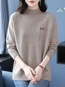 Fat Mom Half-Collar Wool Sweater Winter Loose Sweater Womens plus Size Inner Wear Blouse Knitting Bottoming Shirt