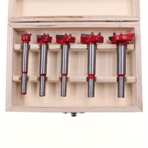 5pcs/set 15mm-35mm Woodworking Hinge Hole Opener Set&Wooden BoxPositioning Adjustable Hard Alloy Flat Wing Fotstner Drill Bits