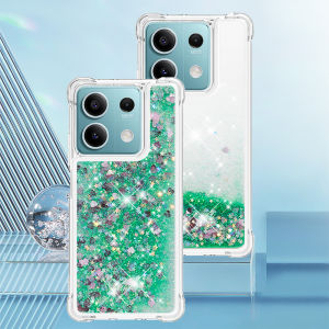 Bling Glitter Liquid Quicksand Phone Case For Xiaomi 14T 13T 5GRedmi Note 13 Pro 4GPoco X6 M6 C65 Anti Fall Cute Clear Cover