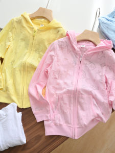 Lightweight Hooded Jacket for Children Summer Style Boys And Girls Outerwear Cotton Polyester Blend Long Sleeve Zipper Closure