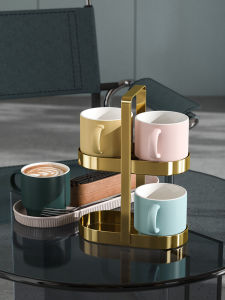 Ceramic Mugs Set of 4 for Office Coffee Drinking Water Cups High Aesthetic Value Colorful Home Tea Cups And Coffee Cup Rack