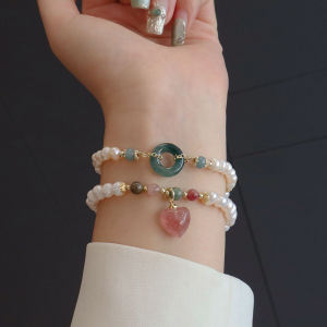 Natural Baroque Freshwater Pearl Amethyst Bracelet Luxury Unique Purple Quartz Strawberry Crystal Jade Safe Buckle Bracelet