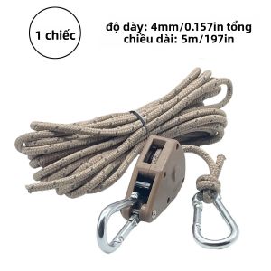 1PC 5m Dây Phản Quang Cho Lều Cắm Trại Có Dây Buộc Chặt Có Khóa Ròng Rọc - Dây Polypropylene Khóa Thép Carbon Phụ Kiện Lều