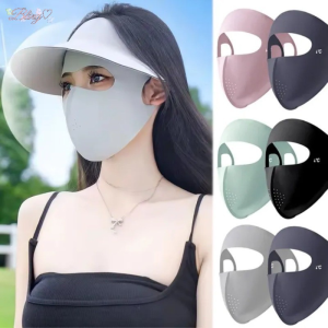 [แฟชั่น]หน้ากากระบายความร้อนสําหรับฤดูร้อนป้องกันรังสียูวี | หน้ากากไหมน้ําแข็ง ขึ้น50+ แบบพับได้พร้อมมอยซ์เจอไรเซอร์ ฮ่า แบบพกพาสําหรับเดินทาง/วิ่ง