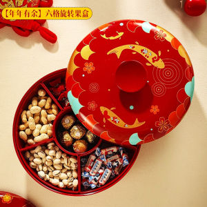 Rotate Chinese Style Dried Fruit Tray New Year Candy Box Internet Hot For Home Living Room Dried Fruit Box Moving into the New House Nut Plate