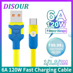 DISOUR 6A 120W สายชาร์จเร็ว USB ไปยัง Type-C ไมโคร-สายต่อ USB 1/1.5/2M ซิลิโคนเหลวซูปเปอร์ชาร์จเร็วพิเศษสายรองรับสามารถใส่ได้กับ iPhone การส่งข้อมูลสำหรับ Xiaomi Huawei OPPO VIVO สายชาร์จ