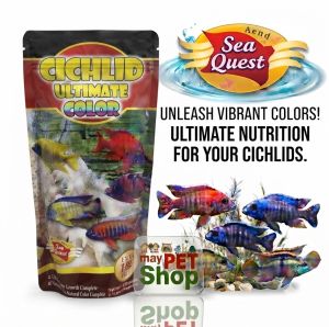 Sea Quest Cichlid Ultimate Color Fish Food - Premium Mesh Pellets for Vibrant Growth & Color 150g