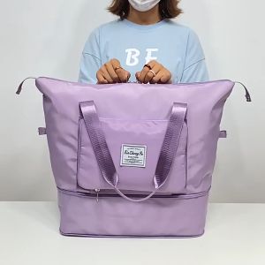 G9 Stor Korean Style Foldable Extended Women Travel Bag Multi Compartment Beg Balik Kampung Beg Baju Duffel Bag Pakaian Luggage