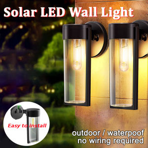 Solar LED Wall Light Outdoor Waterproof Wire-Free Garden Decor Light Auto Sensor Transparent Tungsten Light