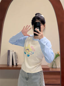 Áo Thun Nữ Dài Tay Thêu Lông Cừu Tay Lửng Mùa Thu Ngọt Ngào Ôm Vừa Vặn Phong Cách Mới Chất Liệu Cotton 90% Polyester 10%