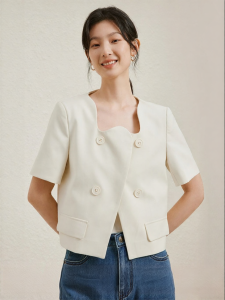 Yigue | Irregular Petal Collar Short Jacket