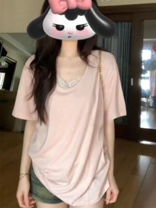 Casual Loose Fit Short Sleeve T-Shirt for Women Summer 2024 Chic Age-Reducing Slimming Top Casual Wind Style