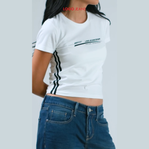 Logo Jeans Kaos Wanita Bayla Offwhite 12873L4OW