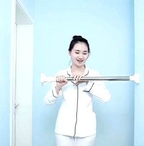 Tiang Jemuran Baju Tiang Gantungan Pakaian Stainless Steel Serbaguna Tanpa Bor Paku Clothes Rail
