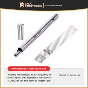 Fire Shepherd Skewer 304 Stainless Steel Flat Barbecue Skewer Skewer Kebabs Stick Barbecue Auxiliary Tool