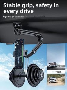 2025 New Upgrade Car Sun Visor Mount Navigation Phone Holder One Clip Tight 1080° Rotatable ABS Material High End Car Accessory