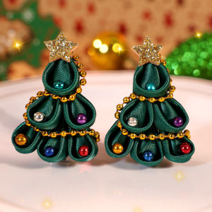 2Pcs Trendy Christmas Tree Hair Clips Colorful Beads Hairpins Sparkling Star Barrette For Girls New year Decor Accessories Gift