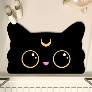 VIKAMA Cute Cat Shaped Bathroom Carpet Absorbent Anti slip Bathroom Mat Bathtub Shower Area Entrance Door Soft Foot Mat
