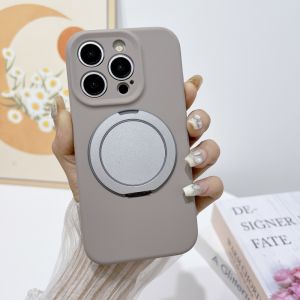 Liquidsilicone Stand Case for 15Promax 16Magnetic Absorption 360 Rotation Holder 14Pro Full Protection Matte Finish Anti Slip Female