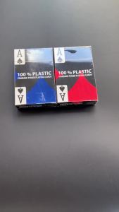Baccarat Texas Holdem Plastic Playing Cards Waterproof Frosting Poker Red and Blue Bridge Game 2.28*3.46 inch Yernea
