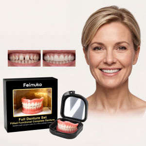 Comfortable Dentures Full Set Temporary Teeth For Missing Broken Teeth Natural Upper Lower Braces Instant Confident Fake Tooth