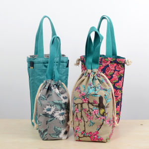 Drawstring Pull String Canvas Bag Lunch Box Bag Hand-Held Water Cup Bag Kettle Smolder Cup Cover Outdoor Hand Bag Cloth Bag