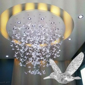 Acrylic transparent bird ornaments crystal pendant ceiling stage wedding party decorations