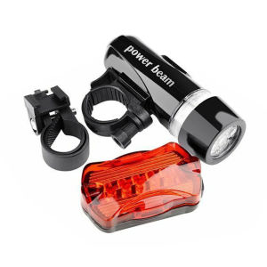 Bike Front Rear Light Set LED Headlight Flashlight Taillight Set Night Cycling Bicycle Lamp Kit 5 LED Light Beads 7 Modes