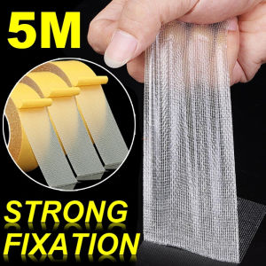 5M Double Sided Grid Fiber Cloth Base Tape Mesh Waterproof High Viscosity No Trace Carpet Adhesive Strong Fixation Adhesive Tapes