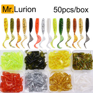Mrlurion 4cm soft artificial worm grub lure bait 50pcs/box colored perch bait for fishing tackle pesca isca softbaits