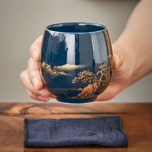 180ml Japanese Ceramic Tea Cup Jilan Minimalist Master Cup Large Black Glaze Household Kung Fu Tea Set Single Cup Tea Cup