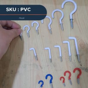 PVC 1/2  Vinyl Coated Cup Hook Screw In Steel Utility Mount (100 Pcs)