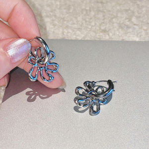 Monet Garden French Style Pure Silver Needle Earrings Womens Circle Hoop Earrings Fashionable Jewelry Ear Cuffs