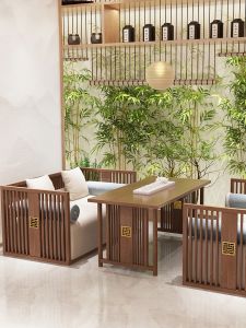 New Chinese Tea House Special Sofa Combination Modern Restaurant B & B Restaurant Lobby Negotiation Card Holder Box Furniture