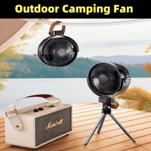 Portable Electric Camping Fan USB Rechargeable 10000mAh Air Circulating Fan Table Tripod Cooler Fan with Night Light Power Bank