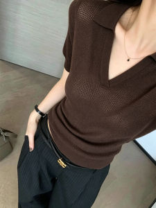 V.C.I | Slim Fitting Lacy Knit Polo Neck T-Shirt