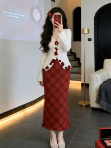 Karrar betsey | New Spring Red Knit Unique Design Dress