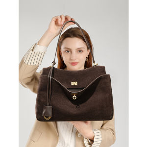 Túi Xách Nữ Mùa Thu Đông Chất Liệu Da Lộn Dung Tích Lớn Kiểu Dáng Sang Trọng Chất Liệu Da PU Cao Cấp Có Ngăn Bên Trong Thích Hợp Cho Công Việc.