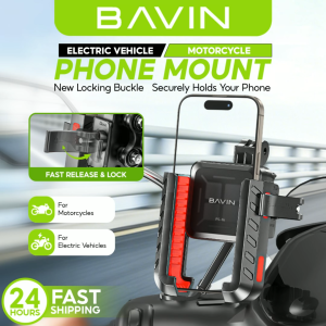 BAVIN PS96 Universal Shockproof Motorcycle/Electric Phone Holder Secure Lock& 360° Rotatable Navigation Mount Adjustable