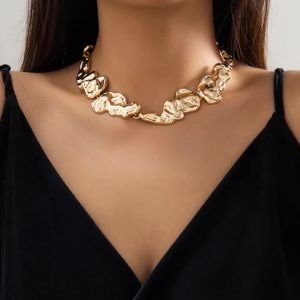 Sáng Tạo Không Đều Kim Loại Nặng Dây Chuyền Vòng Cổ Có Thể Điều Chỉnh Punk Choker Dành Cho Nữ Grunge Món Quà Trang Sức Phong Cách Khoa Học Viễn Tưởng Vintage Liên Kết