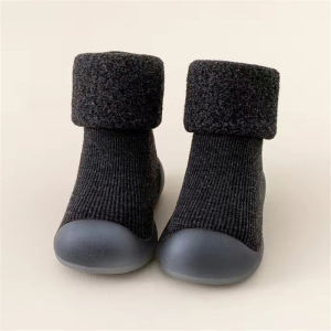 1 Pair Black Warm and Comfortable Baby Walking Shoes for Newborn Girls and Boys Winter Floor Socks Childrens Thermal Boots