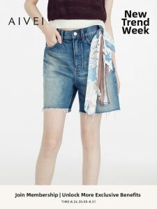 AIVEI | American Summer Casual Frayed Straight Denim Shorts
