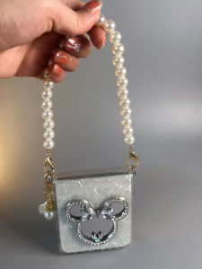 Feminine Foldable Mirror Phone Case Transparent Protective Cover for Samsung ZFlip5 ZFlip6 ZFlip3 ZFlip4 W24Flip with Strap