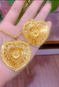 Kemstone Womens Gold Plated Hollow Out Heart Pendant Necklace Flower Jewelry Gift